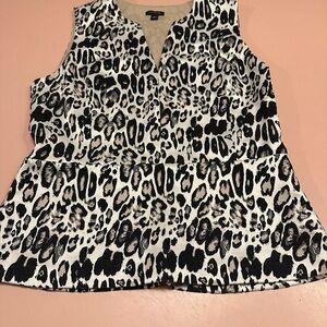 Ann Taylor Black and White Animal Print Blouse